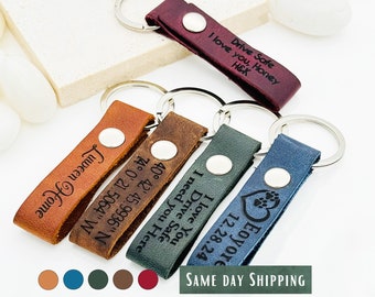 Personalized Authentic Leather Keychain, Genuine Leather Keychain, Custom Logo And Name Keychain, Custom Gift, Personalized Gift