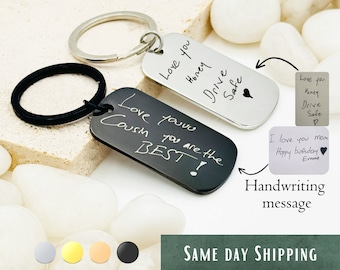 Sleutelhanger met gegraveerd handschrift • Gepersonaliseerd roestvrijstalen cadeau