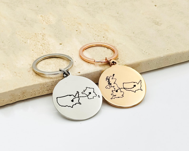 Engraved Country/state Keychain, Long Distance Gift, Stainless Steel - Etsy