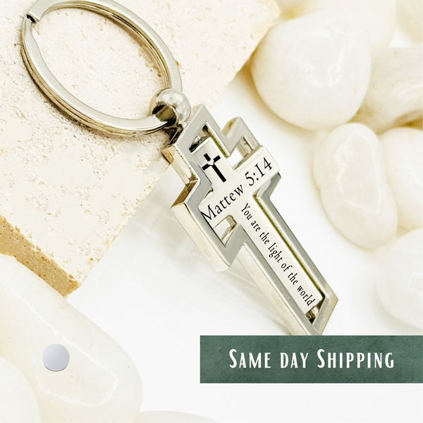 Personalized Cross Key Chain, Custom Gift, Faith Related Key Chain, Birthday Gift, Christmas Gift