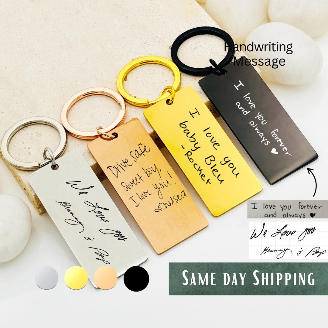 Key Ring Written Personalized Handwriting Keychain • Stainless Steel Engraved Keyring - Etsy