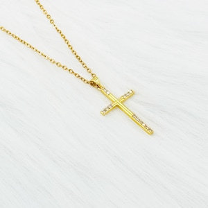 Gold Cross Necklace • Custom Necklace, Cross Necklace, Faith Necklace, Custom Chain, Women Gift, Personalized Necklace Gift For Christmas