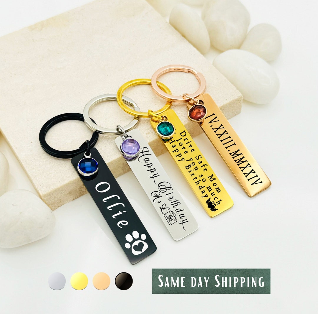 Personalized Birthstone Keychain • Birthstone Keychain • Handwriting ...
