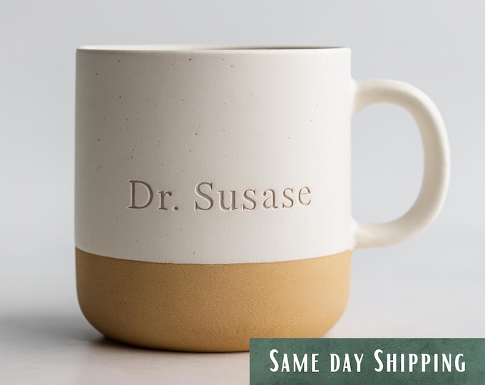 Engraved Ceramic Coffee Mug, 12 FL OZ Capacity, Personalized Name Engraving, Christmas Gift