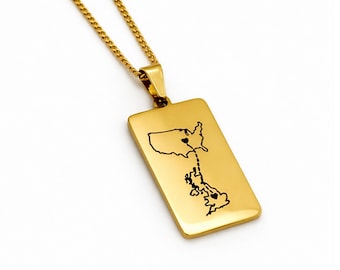 Custom Country State Map Necklace, Couple Gift, Long Distance Gift
