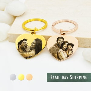 Heart Picture Keychains, Custom Keychains, Family Picture Engraving, Picture Engraving, Personalized Pet Keychain