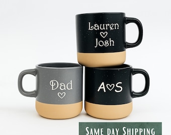 Black Personalized Deep Engraved Coffee Mug, Custom Coffee Mugs, Christmas Gift, 12 OZ