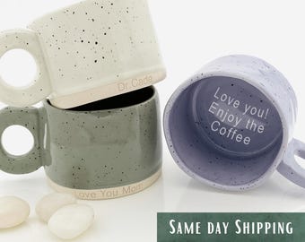 Taza de café de cerámica retro personalizada • Regalo grabado personalizado de 295 ml
