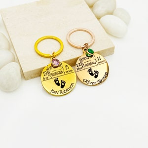 Newborn Baby Keychain With Birthstone • Birthstone Keychain • Birth ...