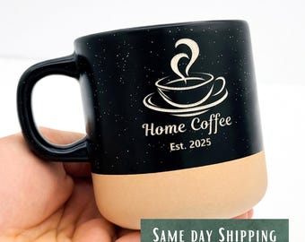 Two-tone Logo Engraved Coffee Mug, Business Logo Engraving, Corporate Gift (12 FL OZ)