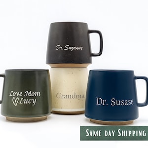 Deep Engraved Ceramic Coffee Mug, Custom 12 oz Mug Gift