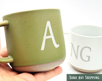 Custom Initial Name Mug • Colorful Coffee Cup • Personalized Employee Gift • 12.8 FL • Christmas Gifts