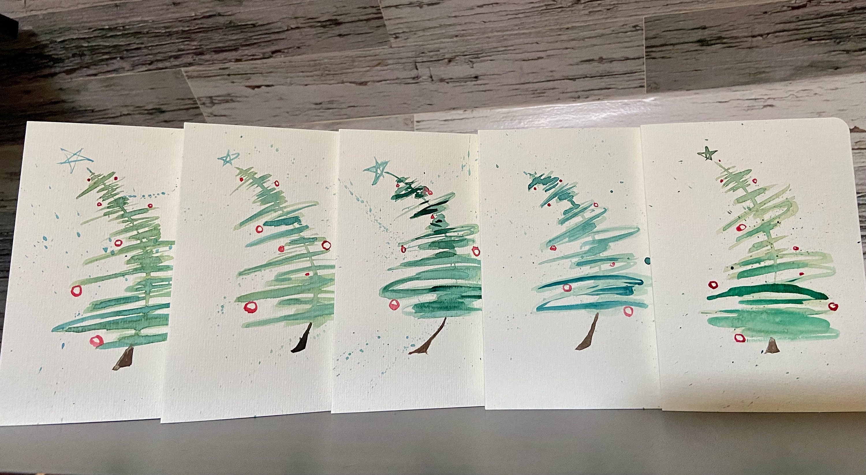 Original Watercolor Christmas Cards, Hand-painted Christmas Cards ...