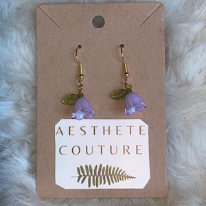 Purple belle flower earrings handmade