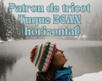 Patron Beanie Tricot Chunky Scrap Yarn Téléchargement Numérique Lien vidéo Idéale pour débutant Modèle détaillé Cinque Terre Bean *Français*