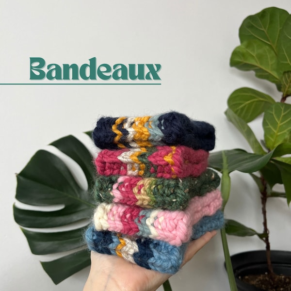 Bandeau fait au tricot - Épais et coloré - Inspirations éclectiques et naturelles, essentiel pour les saisons fraîches - Automne Hiver