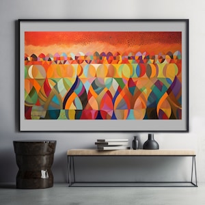 African Village Tapestry: Wall Art Print, Decor, Modern Minimalist, Printable Digital Download, Large Poster