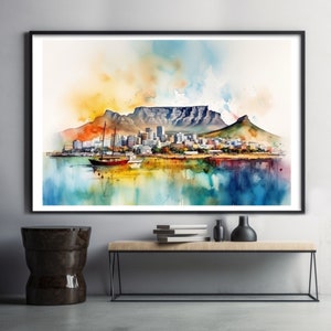 Serenidad de Table Mountain: Impresión de arte de pared, decoración, minimalista moderno, descarga digital imprimible, póster grande