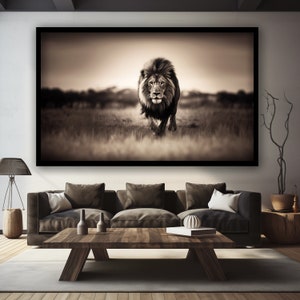 Black and White Tinted Lion, Wall Art Print, Decor, Modern Minimalist, Printable Digital Download, Large Poster