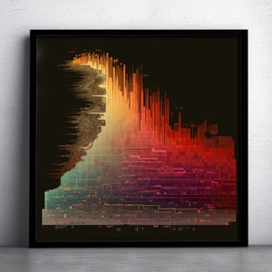 Abstract Code Strata: Algorithmic Visualization. Wall Art Print, Decor, Modern Minimalist, Printable Digital Download, Large Poster.