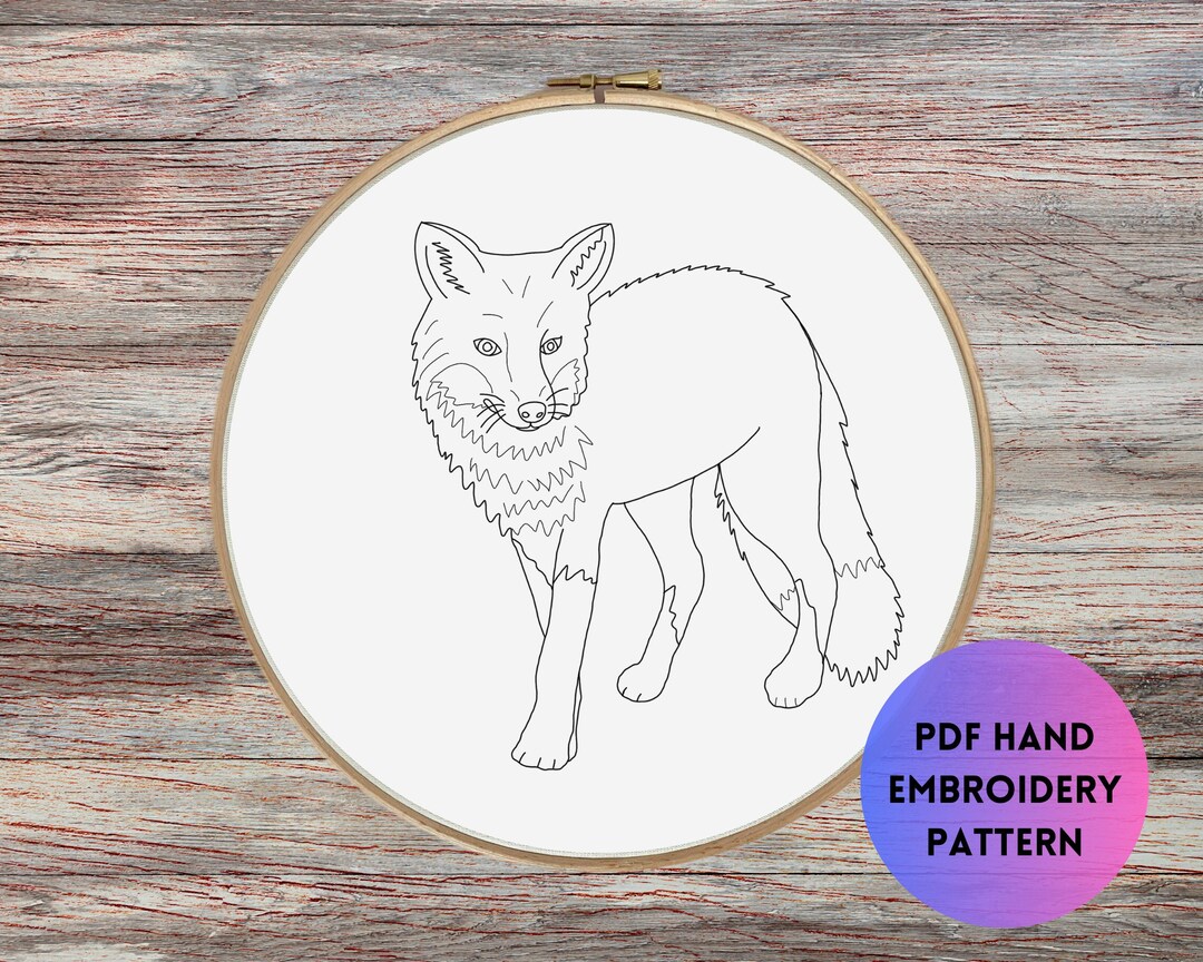 Animal Embroidery PDF Pattern - Fox, Woodland Wildlife Design Template ...
