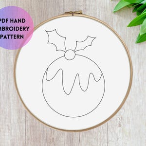 Xmas Pudding Embroidery PDF Pattern - Christmas Design Template