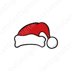 Festive Santa Hat Digital Art - Christmas JPG, SVG, PNG Files