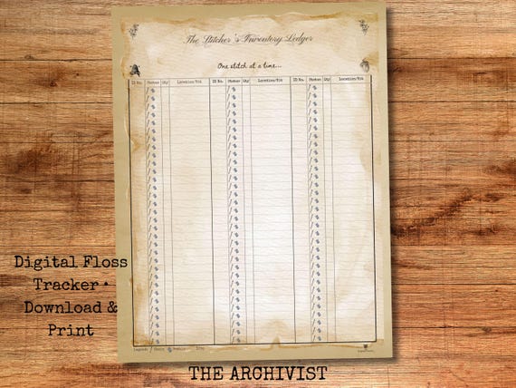 Cross Stitch Tracker PDF, ADHD Friendly Floss Organizer & Needlework Inventory | The Archivist