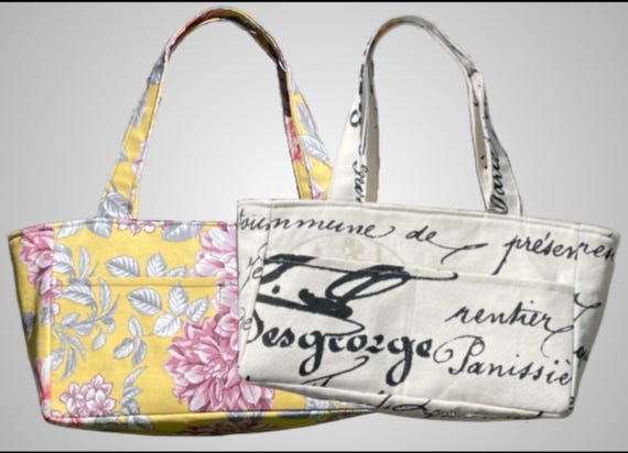 Small Catch-All Tote bag with pockets for project bag, smaller items, notions, and more