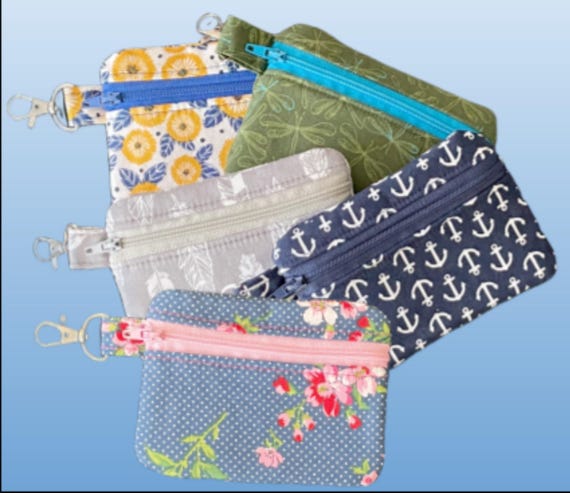 Small (5" x 3.5") Zippered Pouch for card holder, small gifts, coin purse, and more with swivel clasp