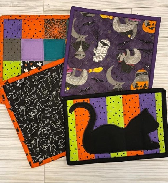 Halloween Mug Rugs or Large Coasters with fun characters - sets of 2 or 4 - various designs available