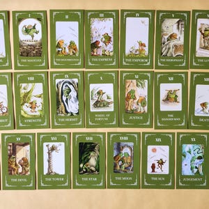 Carte dei Tarocchi della Rana e del Rospo - Divinazione, Fortuna Pagana, Regali Fatti a Mano, Illustrazioni Vintage, Estetica Cottagecore, Strega Verde