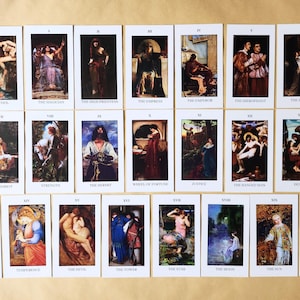 Cartas del tarot prerrafaelita: adivinación, láminas artísticas, ilustraciones antiguas, adivinación, rituales paganos, espiritualidad