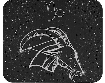 Capricorn Zodiac Constellation Black Mousepad. Capricorn Symbol. Office Decor. Gaming Gift. Computer Desk Accessories 9x8 Rectangle Mousepad