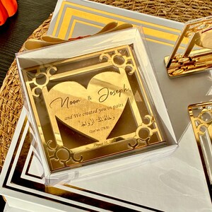 Cadeau de mariage Ayatul Kursi personnalisé : souvenir islamique coeur en or