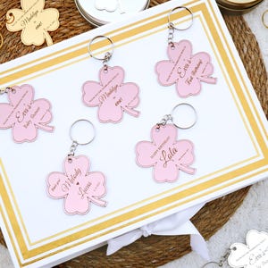 Rose Gold Four Leaf Clover Keychain: Personalized Birthday Favor