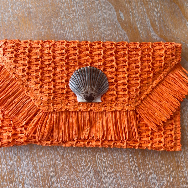 Mother’s Day gift clutch, Oyster Fringe Clutch, Woven Clutch, Clutch, Envelope Clutch, Oyster Clutch, mom gift, shell lover