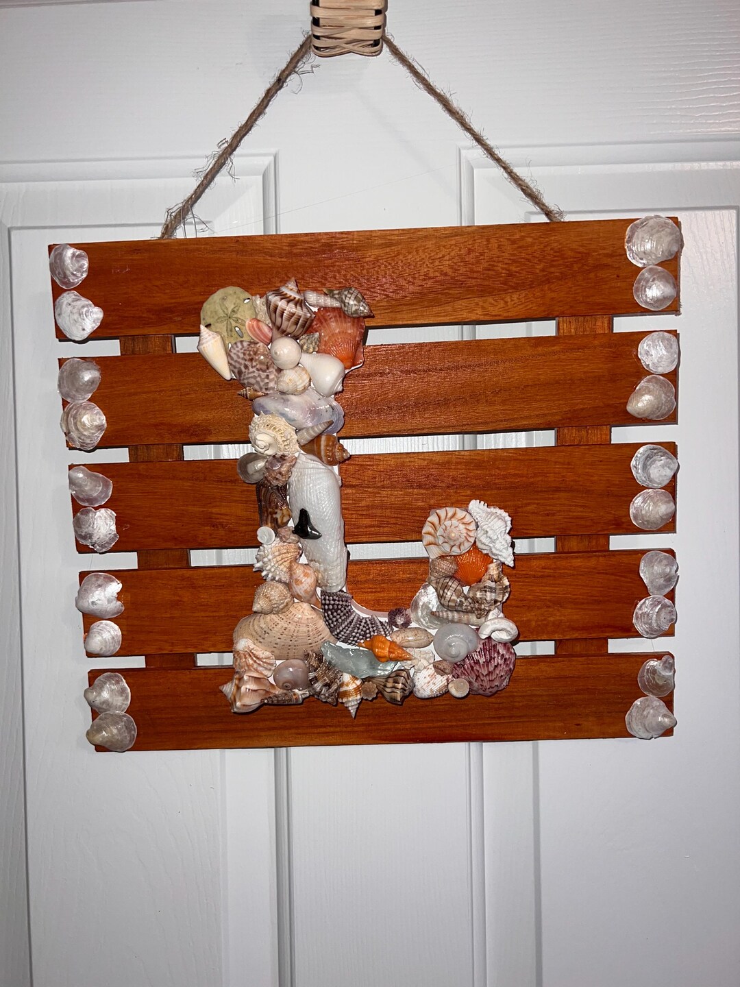 Seashell decorative letters for shelf and wall initial beach seashell