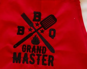 Embroidered Chef Apron, Barbeque Design Apron, Personalized Cooking Apron, Kitchen Accessory, Gift for Cook