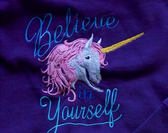 Haftowana kurtka z jednorożcem, bluza z mieszanki poliestru i bawełny, bluza z kapturem unisex, modna, wygodna bluza z okrągłym dekoltem, artykuły szkolne