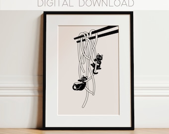 Printable Noodles Digital Art, Cute Japanese Wall Art, Cat Ramen Digital Art Print, Kawaii Japan Aesthetic Art, Cat Kitchen Art, Neko Art