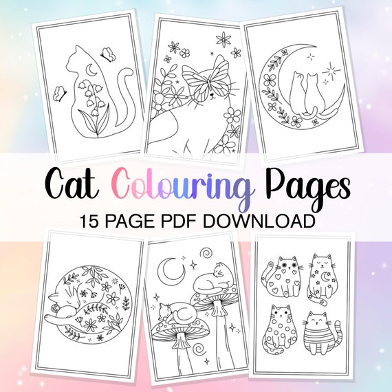 Cat Colouring Page Bundle, Cat Lover Coloring Page Coloring In Cat Bundle, Cat Lady Colouring Adult Coloring Page Cute Color In Pages