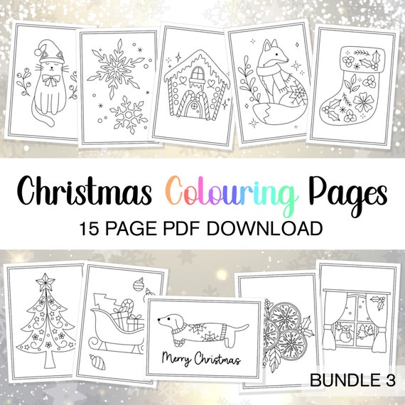 Christmas Colouring Page Bundle 3, Cute Christmas Color In Page, Kids Christmas Crafting, Adult Christmas Coloring, Kids Coloring PDF Cute