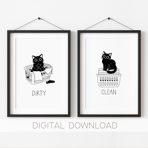 Printable Laundry Cats Digital Art, Cute Laundry Posters, Cat Lover Digital Art Print Cute Home Wall Art Funny Laundry Art Laundry Decor Cat