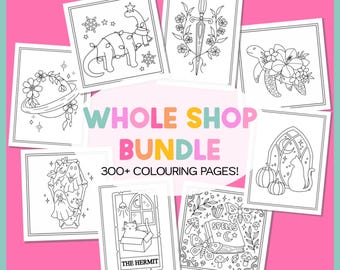 Colouring WHOLE SHOP BUNDLE!! 300+ Colouring Pages pdf/png. All Current And Future Coloring Designs Color In Bundle Kids Coloring Page Adult