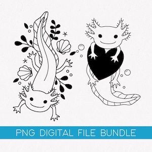 Axolotl PNG Files, Cute Animal png files, Axolotl Clipart Bundle, Cute Valentines Download png, Mexican Walking Fish png, Ocean png Files
