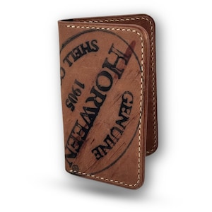 Horween Shell Cordovan Slim Wallet and Card Holder-Cuero premium, hecho a mano - Cartera de cuero bifold premium de grano completo -Regalo único para él
