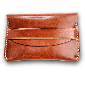 Portafoglio in pelle marrone fatto a mano - Porta carte sottile personalizzato - Minimalista e compatto - Portafoglio in pelle conciata al vegetale