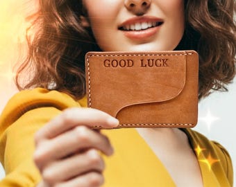 Titular de tarjeta de cuero grabado personalizado - Cartera delgada personalizada para hombres - Titular de tarjeta de crédito hecho a mano - Regalo para él