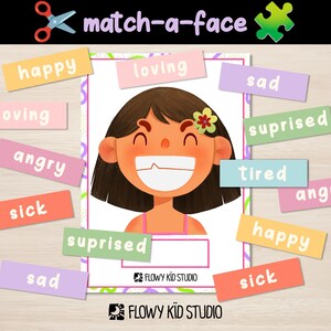 Feelings and Faces Printable for little Girls Ages 1-3 | Toddler Emotion Activity | Digital Preschool Game | Montessori-Inspired SEL PDF